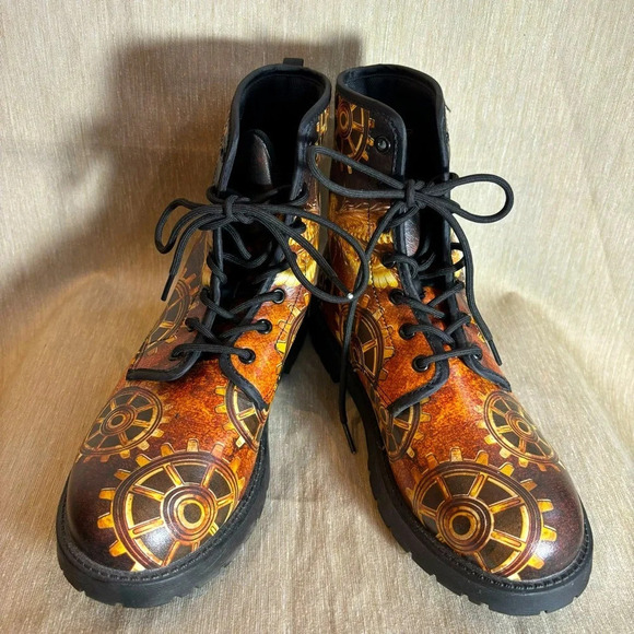 STEAMPUNK Style with Clock Parts Design  Lace Up Unbranded Ankle Boots - Picture 1 of 5